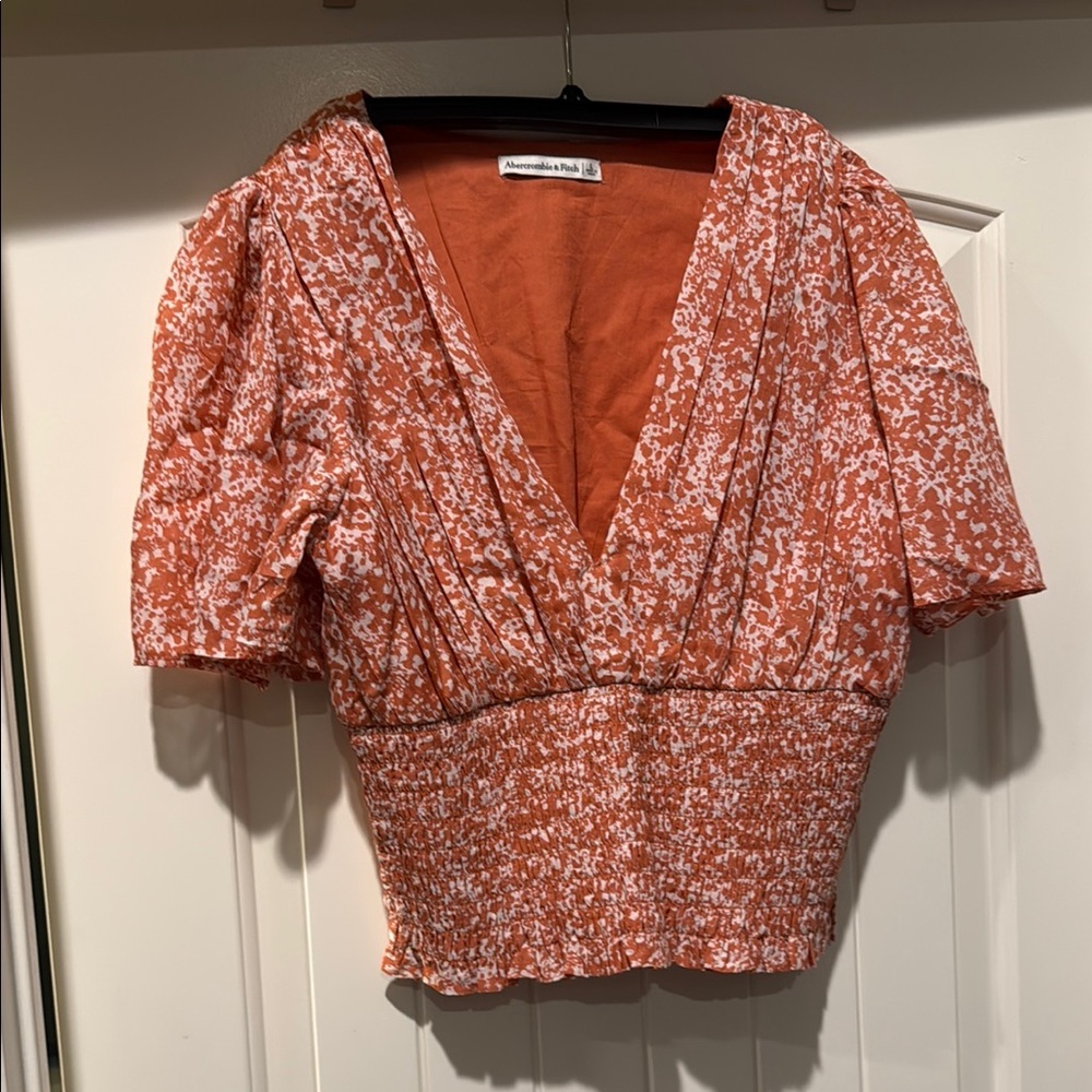 Abercrombie Orange Puff Sleeve Blouse